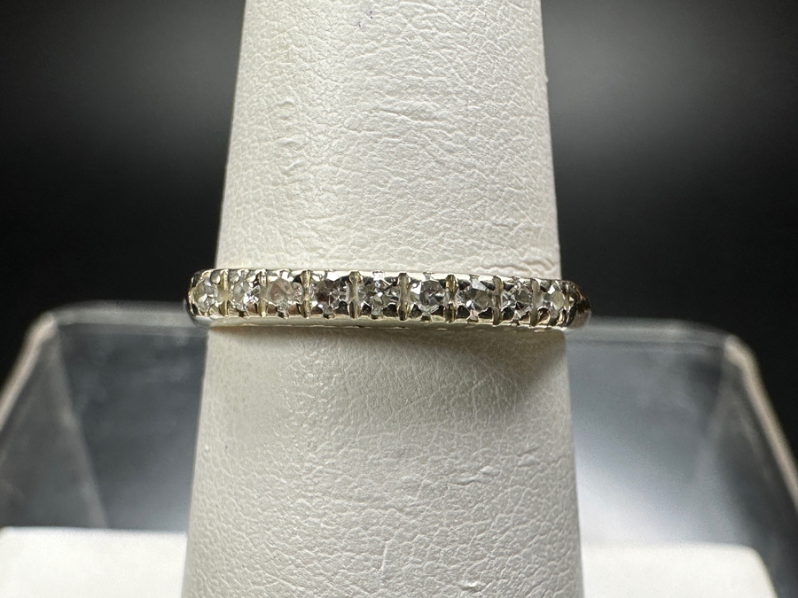 14k Gold Diamond Ring With (9) 1mm Single Cut Diamonds Est. .05cttw Size 6.25 1.8g Retails $500 [Photo 3]