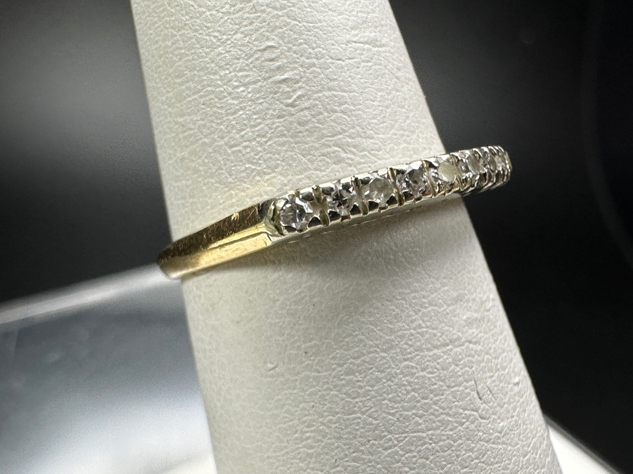 14k Gold Diamond Ring With (9) 1mm Single Cut Diamonds Est. .05cttw Size 6.25 1.8g Retails $500 [Photo 4]