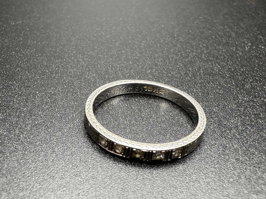 18k Gold Diamond Ring Set With (5) 1.2mm Single Cut Diamonds Est. .05cttw Size 6.5 2.2g Retails $500 [Photo 5]