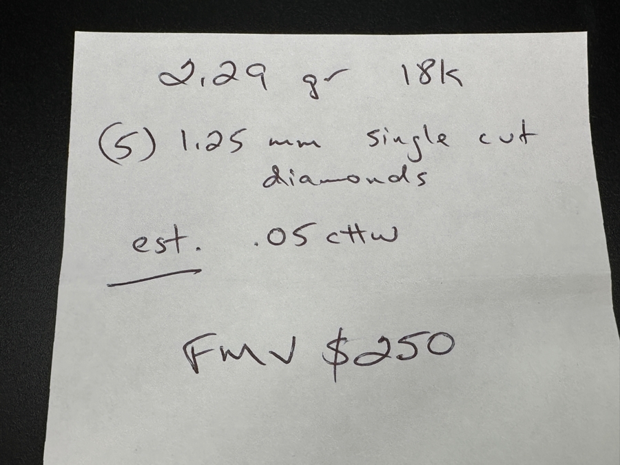 18k Gold Diamond Ring Set With (5) 1.2mm Single Cut Diamonds Est. .05cttw Size 6.5 2.2g Retails $500 [Photo 8]