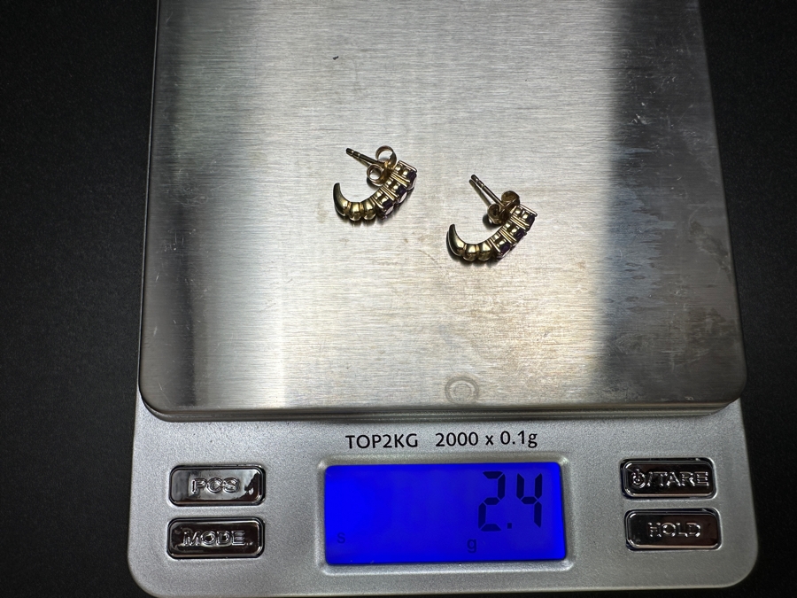 14k Gold Amethyst Earrings With (6) 4x3mm Oval Amethysts Est. .3cttw 2.4g Retails $500 [Photo 8]