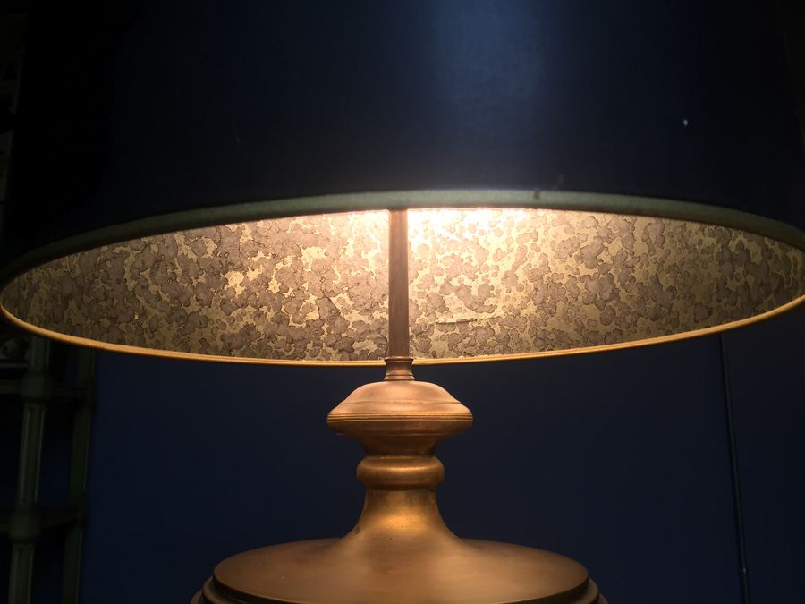 Vintage Large Brass Lamp with Black Shade [Photo 7]