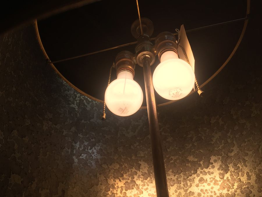 Vintage Large Brass Lamp with Black Shade [Photo 11]