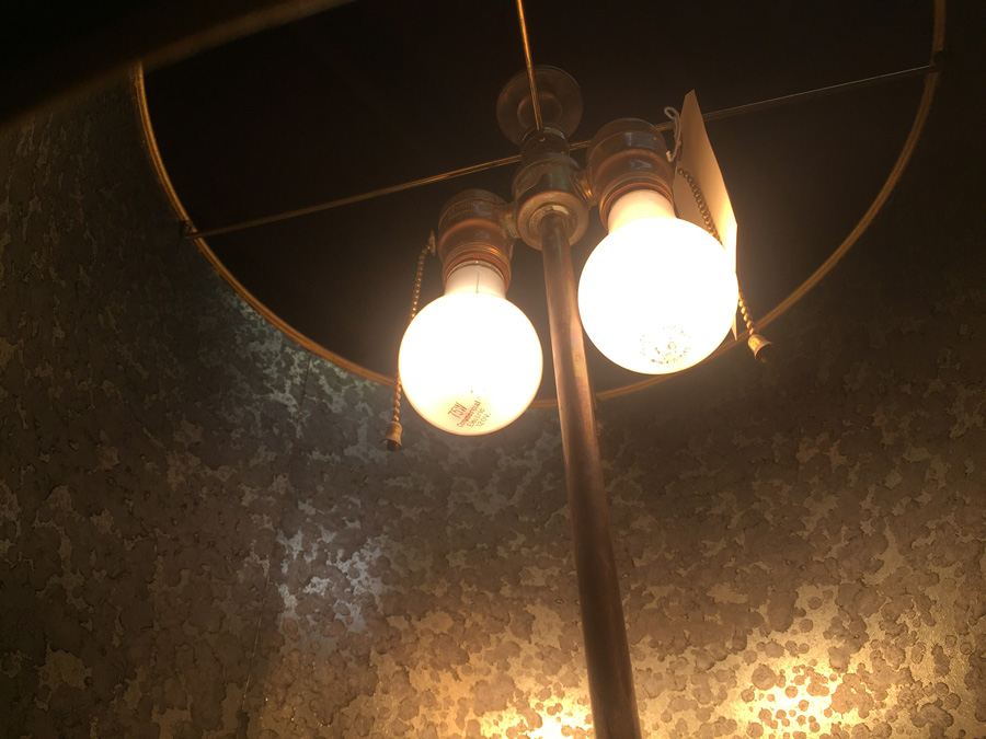 Vintage Large Brass Lamp with Black Shade [Photo 10]