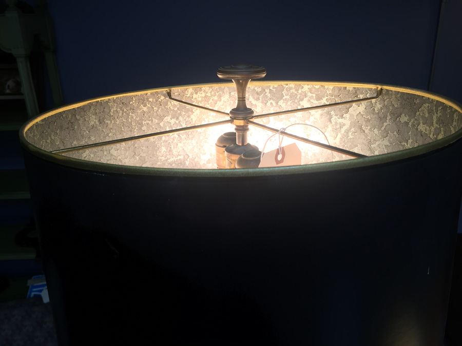 Vintage Large Brass Lamp with Black Shade [Photo 9]
