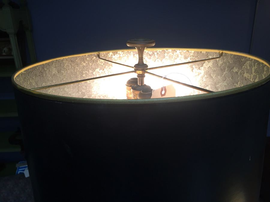 Vintage Large Brass Lamp with Black Shade [Photo 8]