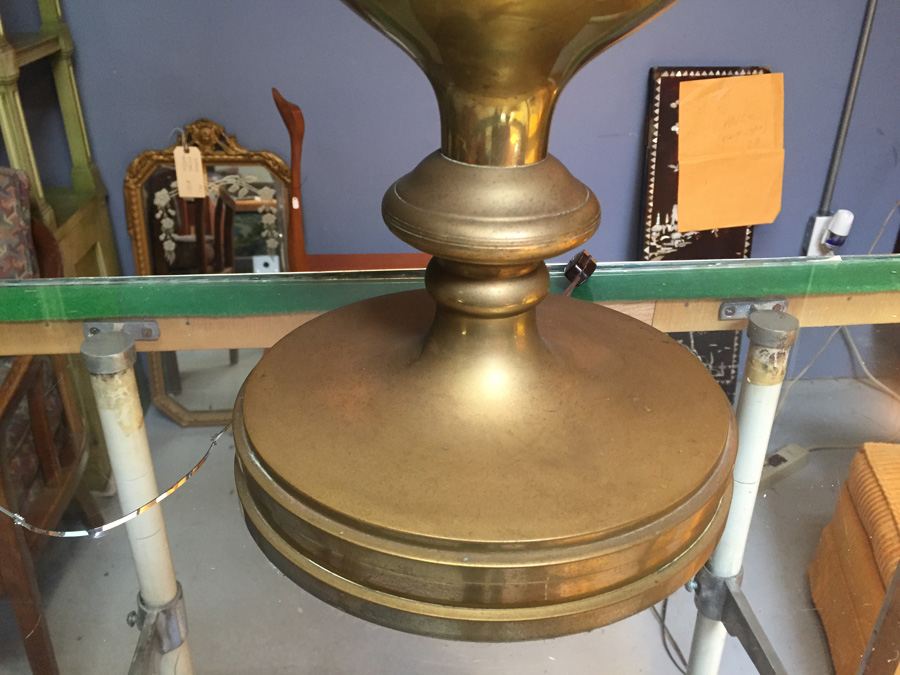 Vintage Large Brass Lamp with Black Shade [Photo 4]