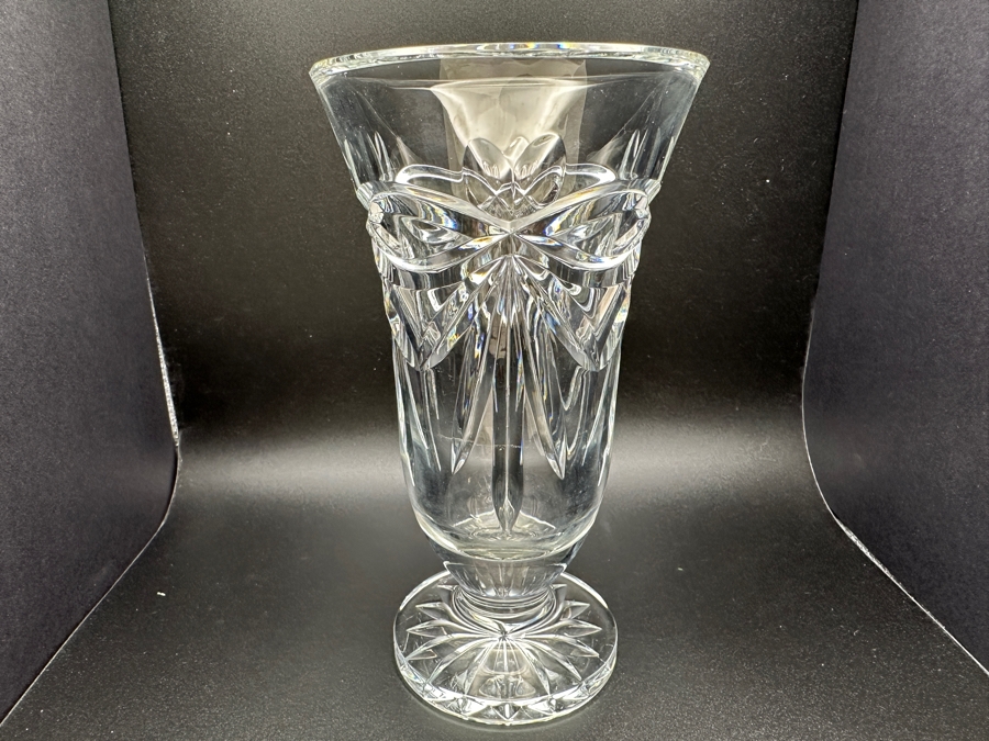 Waterford Crystal Footed Happy Anniversary Heart and Bow Vase 6 7/8'H [Photo 2]