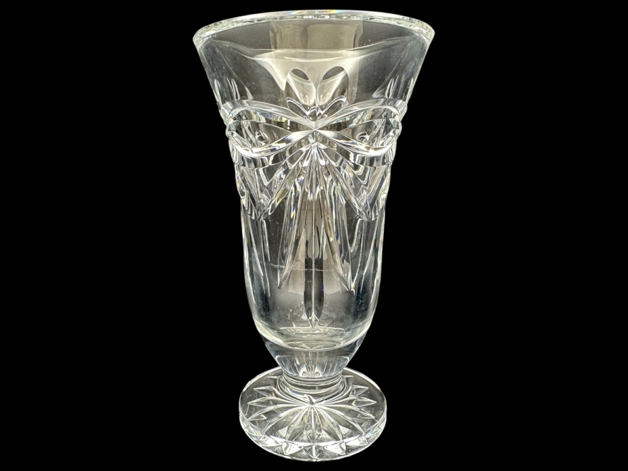 Waterford Crystal Footed Happy Anniversary Heart and Bow Vase 6 7/8'H