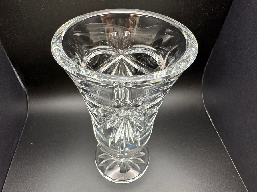Waterford Crystal Footed Happy Anniversary Heart and Bow Vase 6 7/8'H [Photo 4]