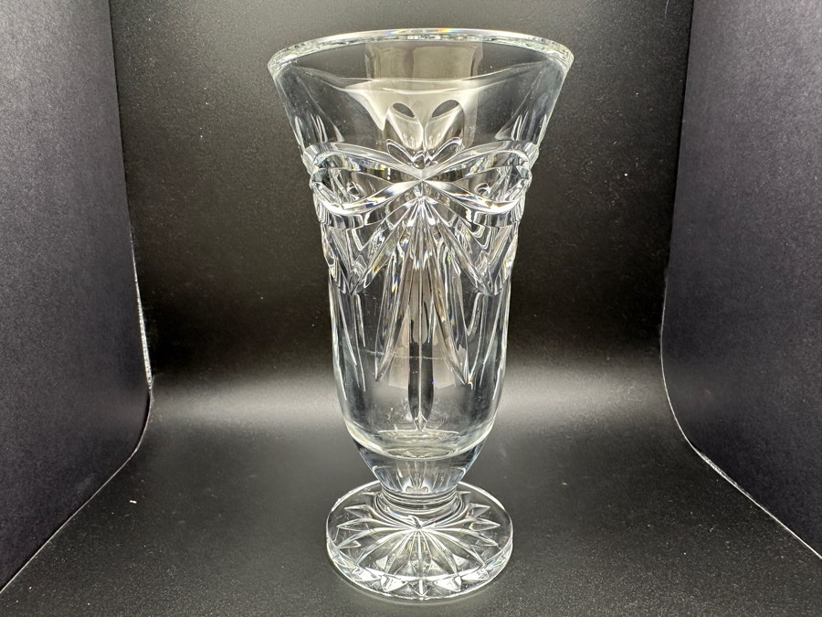 Waterford Crystal Footed Happy Anniversary Heart and Bow Vase 6 7/8'H [Photo 3]