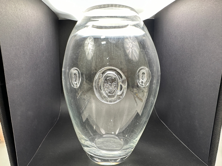 Chalet Art Glass Vase with Sergio Pagnin Face Prunts 10' H  [Photo 3]