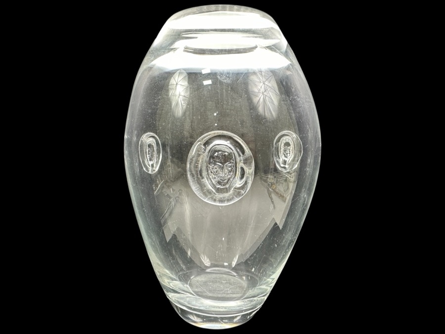 Chalet Art Glass Vase with Sergio Pagnin Face Prunts 10' H  [Photo 1]