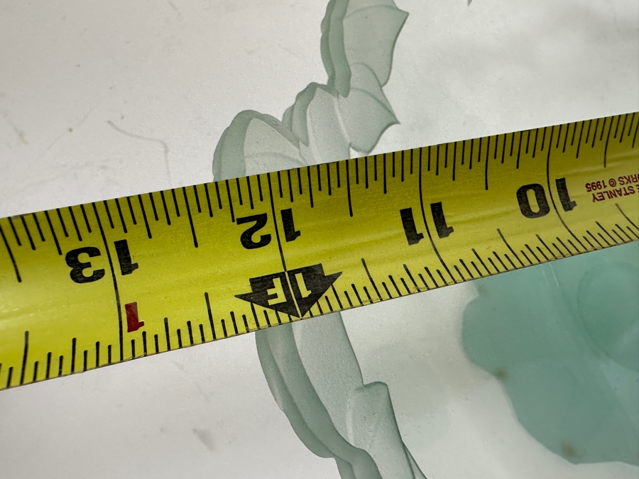 1993 Signed Stephen Schlanser Glass Chloe Bowl with Leaf Pattern (See Photos For Slight Chip On Inner Rim) 12'W x 5'H [Photo 12]