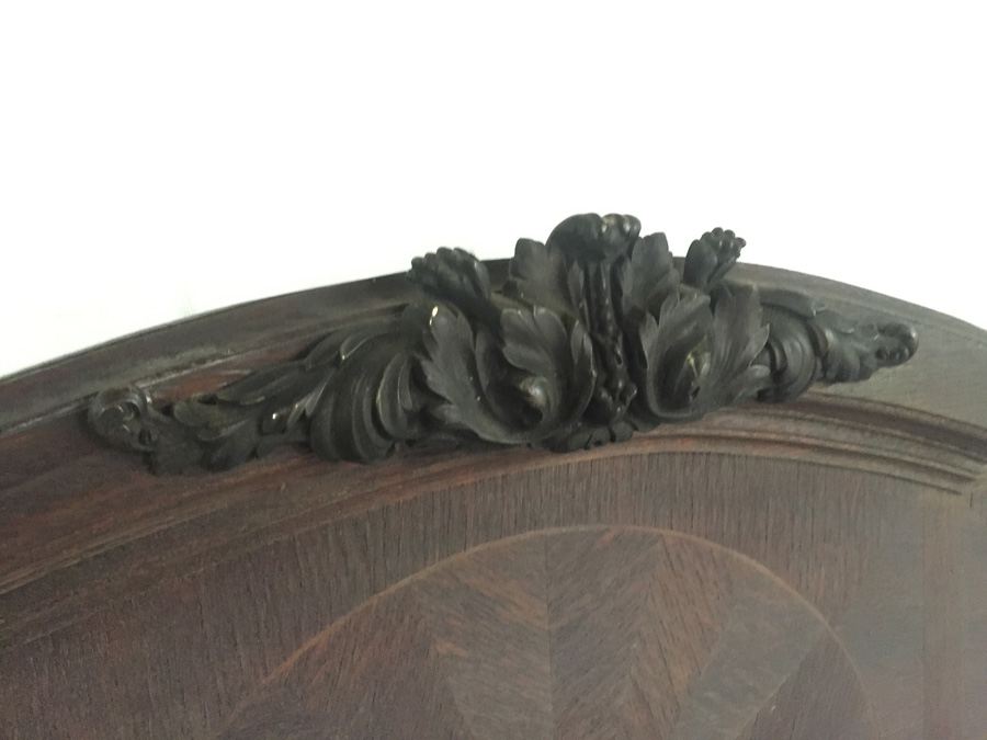 Large Wooden Mirror with Beautiful Wood Inlay and Metal Accents Beveled [Photo 4]