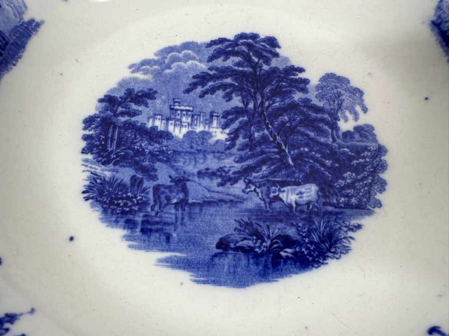 English B.W.M & Co Flow Blue Covered Vegetable Dish 11'W x 6.5'H [Photo 8]