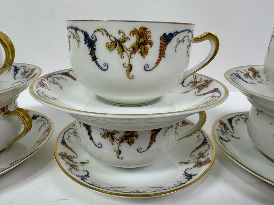 (6) Haviland & Co Limoges Tea Cups and Saucers 5.5'W [Photo 3]