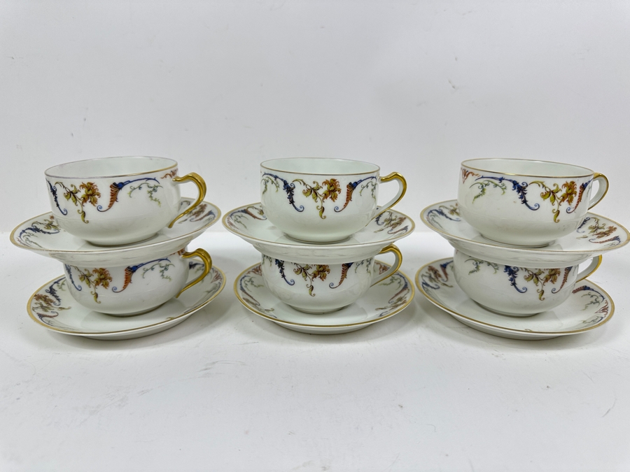 (6) Haviland & Co Limoges Tea Cups and Saucers 5.5'W [Photo 2]
