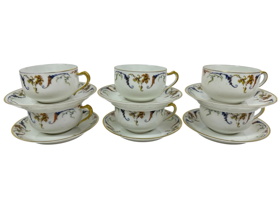 (6) Haviland & Co Limoges Tea Cups and Saucers 5.5'W [Photo 1]