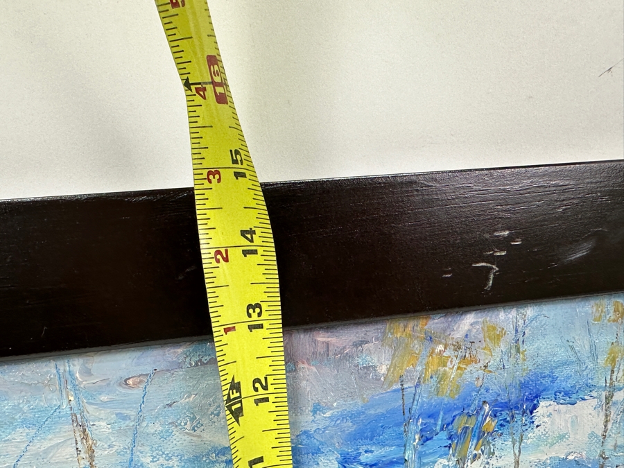 Just Added - Original Abstract Expressionist Cabin Painting On Canvas Unsigned 14 X 11 Framed 17.5 X 14.5 [Photo 9]