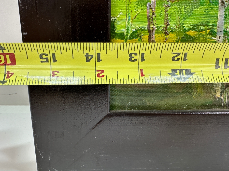 Just Added - Original Abstract Expressionist Cabin Painting On Canvas Unsigned 14 X 11 Framed 17.5 X 14.5 [Photo 6]