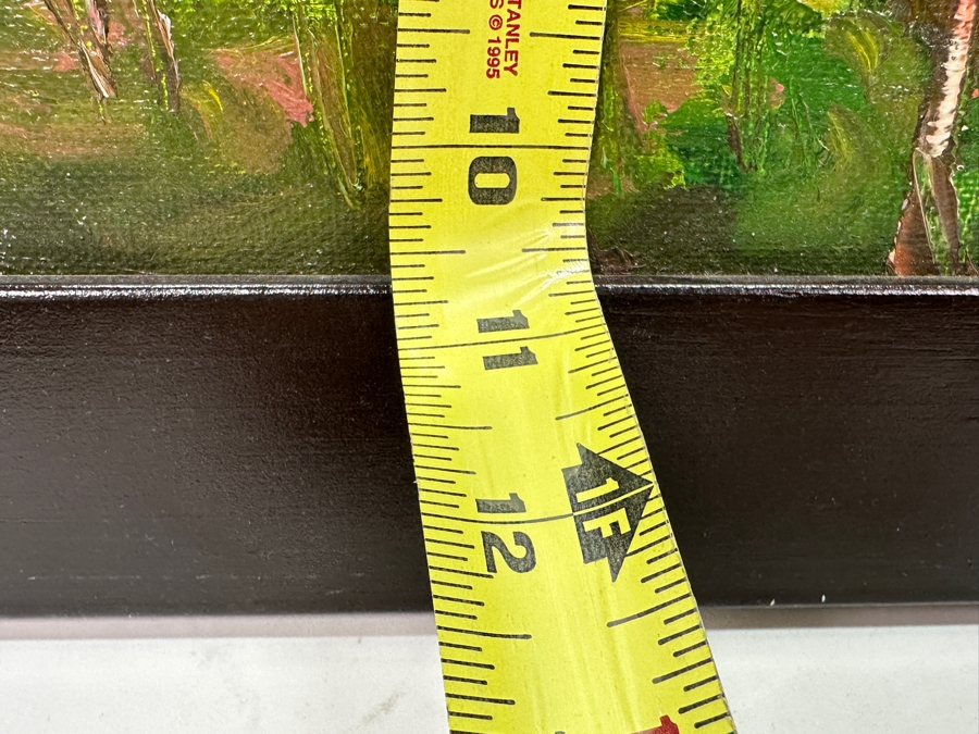 Just Added - Original Abstract Expressionist Cabin Painting On Canvas Unsigned 14 X 11 Framed 17.5 X 14.5 [Photo 7]