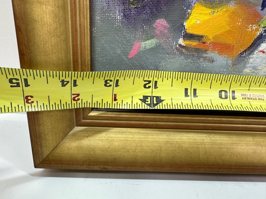 Just Added - Stunning Original Abstract Expressionist Still Life Painting On Canvas Unsigned 14 X 11 Framed 16.5 X 13.5 [Photo 8]