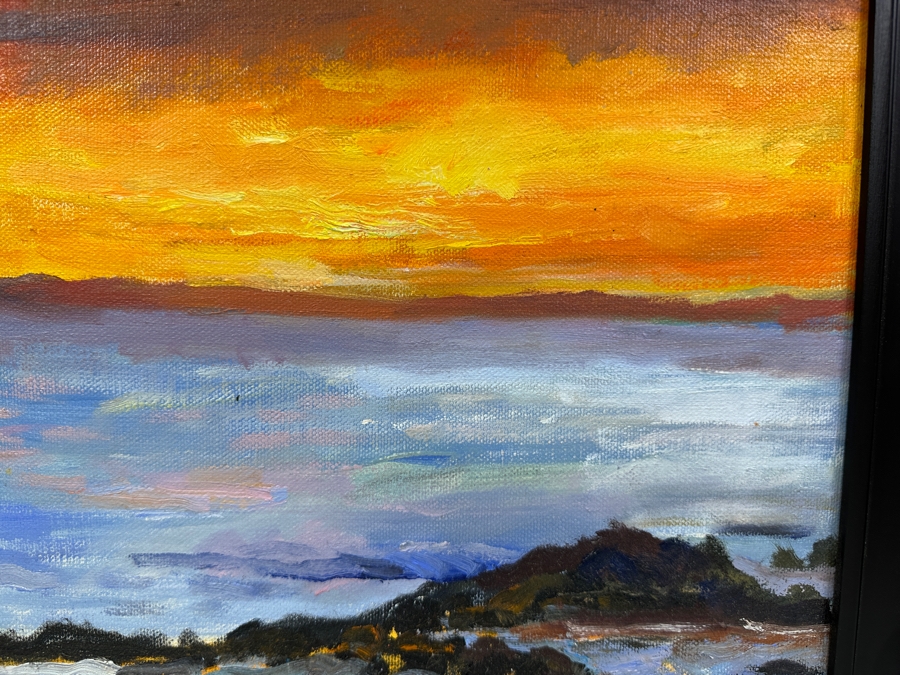 Just Added - Ron McMahon Original Abstract Expressionist Still Life Painting On Canvas Signed Lower Right 14 X 11 Framed 16.5 X 13.5 [Photo 6]