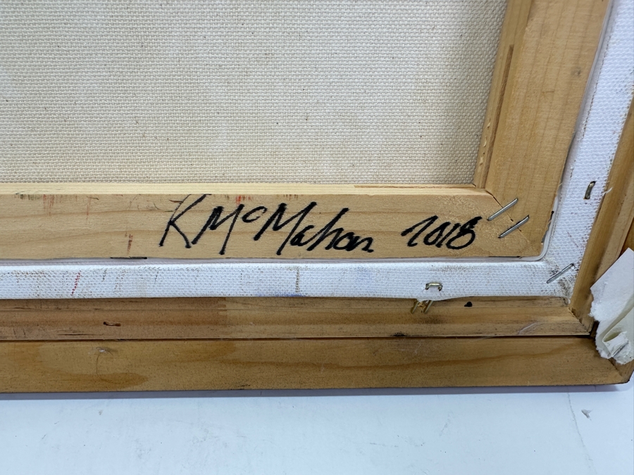 Just Added - Ron McMahon Original Abstract Expressionist Still Life Painting On Canvas Signed Lower Right 14 X 11 Framed 16.5 X 13.5 [Photo 11]