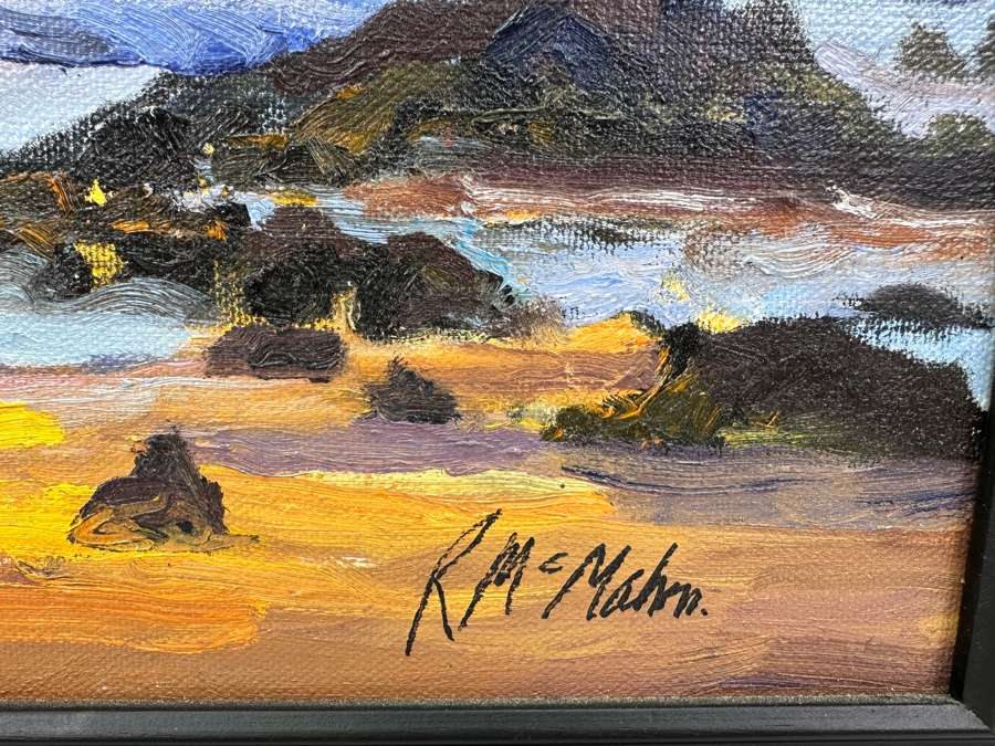 Just Added - Ron McMahon Original Abstract Expressionist Still Life Painting On Canvas Signed Lower Right 14 X 11 Framed 16.5 X 13.5 [Photo 4]