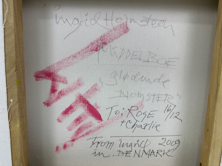 Just Added - Ingrid Holmsteen (Denmark) Original Abstract Expressionist Still Life Oil Painting On Canvas Signed And Titled Verso 12 X 12 [Photo 8]