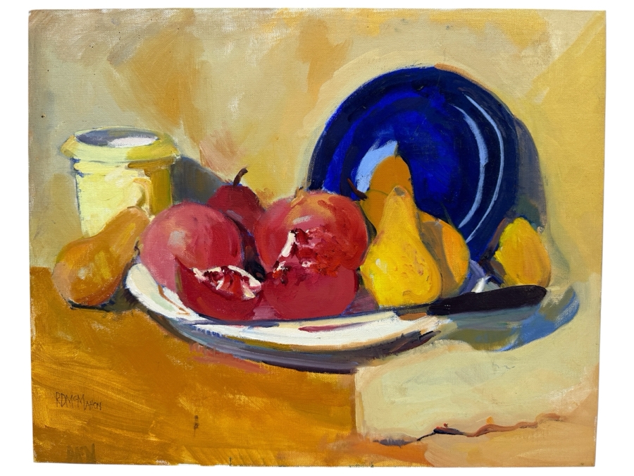 Just Added - Ron McMahon Original Abstract Expressionist Still Life Painting On Canvas Board Signed Lower Left 20 X 16