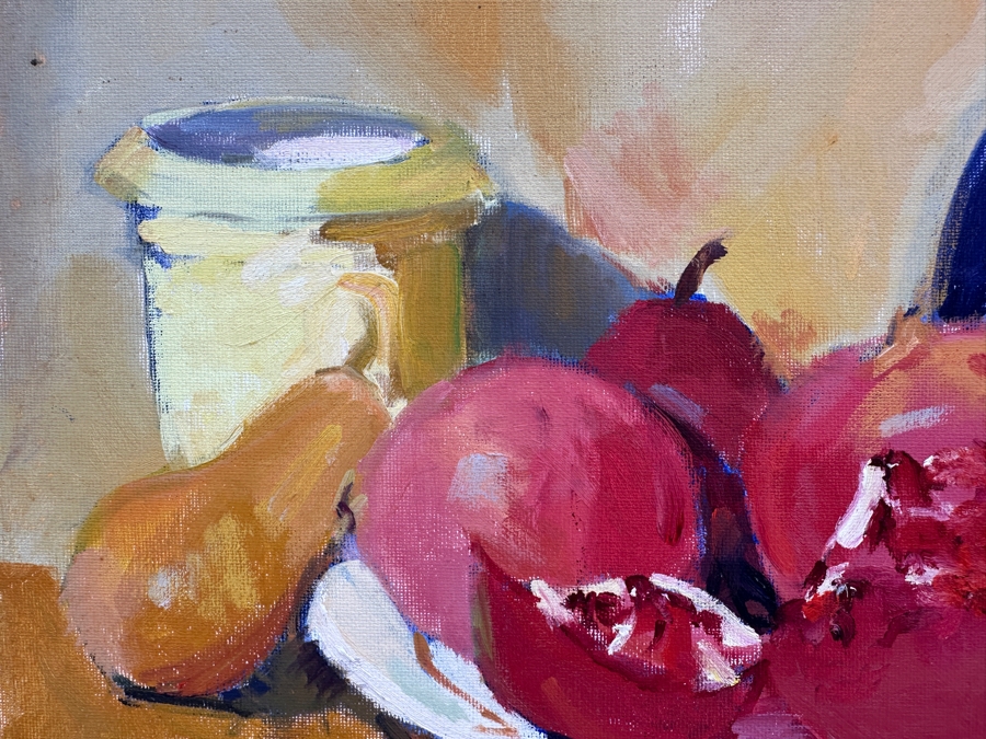 Just Added - Ron McMahon Original Abstract Expressionist Still Life Painting On Canvas Board Signed Lower Left 20 X 16 [Photo 5]