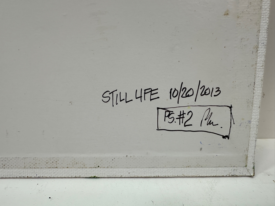 Just Added - Ron McMahon Original Abstract Expressionist Still Life Painting On Canvas Board Signed Lower Left 20 X 16 [Photo 9]