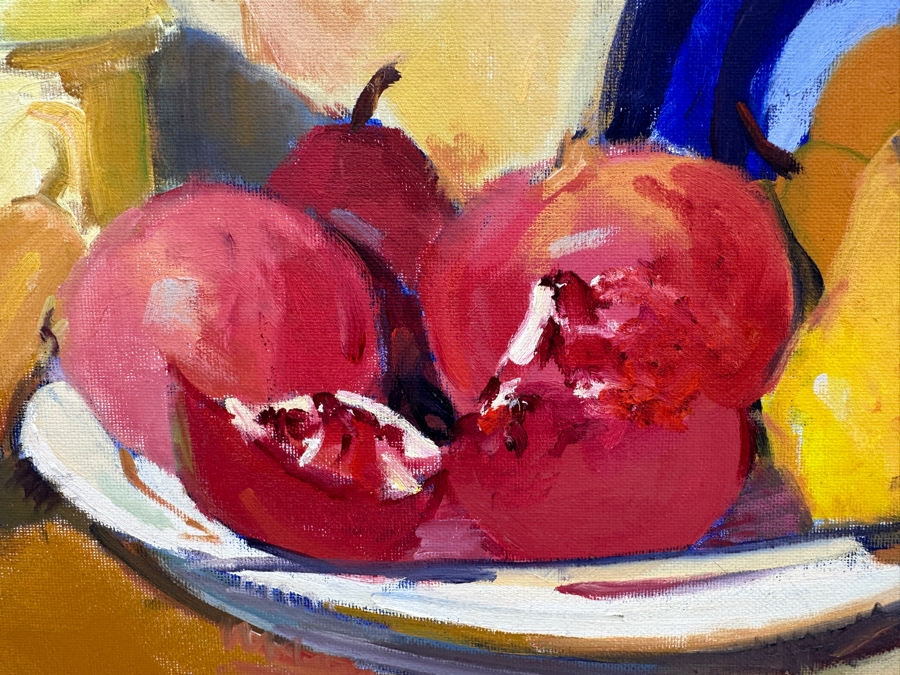 Just Added - Ron McMahon Original Abstract Expressionist Still Life Painting On Canvas Board Signed Lower Left 20 X 16 [Photo 4]