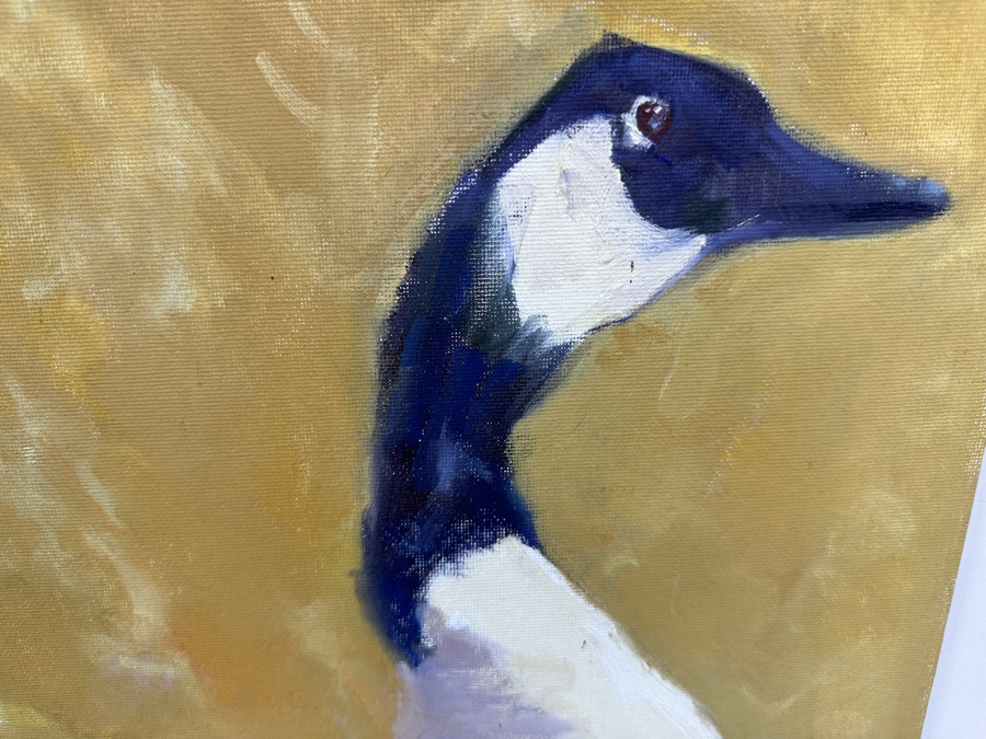 Just Added - Original Abstract Expressionist Goose Painting On Canvas Board Unsigned 16 X 20 [Photo 6]