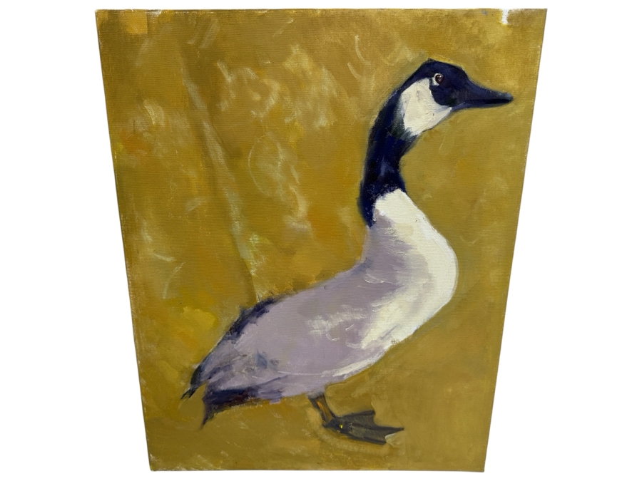Just Added - Original Abstract Expressionist Goose Painting On Canvas Board Unsigned 16 X 20