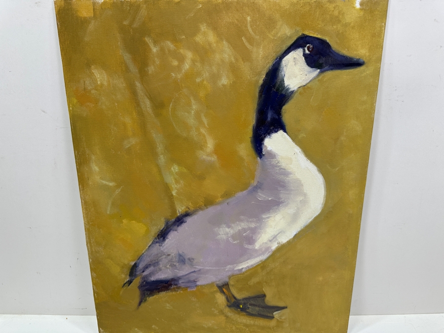 Just Added - Original Abstract Expressionist Goose Painting On Canvas Board Unsigned 16 X 20 [Photo 3]