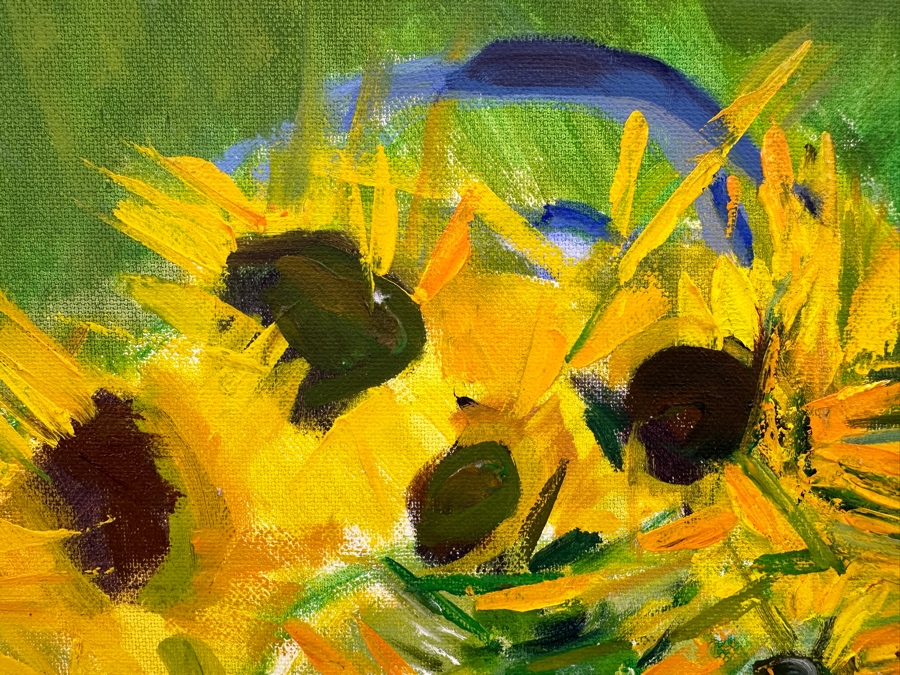 Just Added - Original Abstract Expressionist Still Life Painting On Canvas Unsigned 20 X 16 [Photo 4]