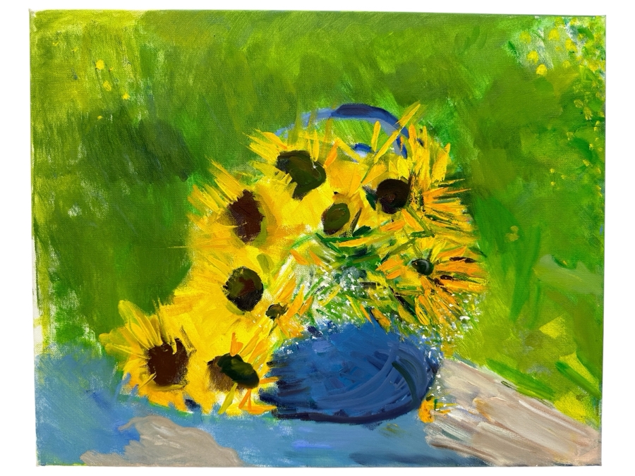 Just Added - Original Abstract Expressionist Still Life Painting On Canvas Unsigned 20 X 16
