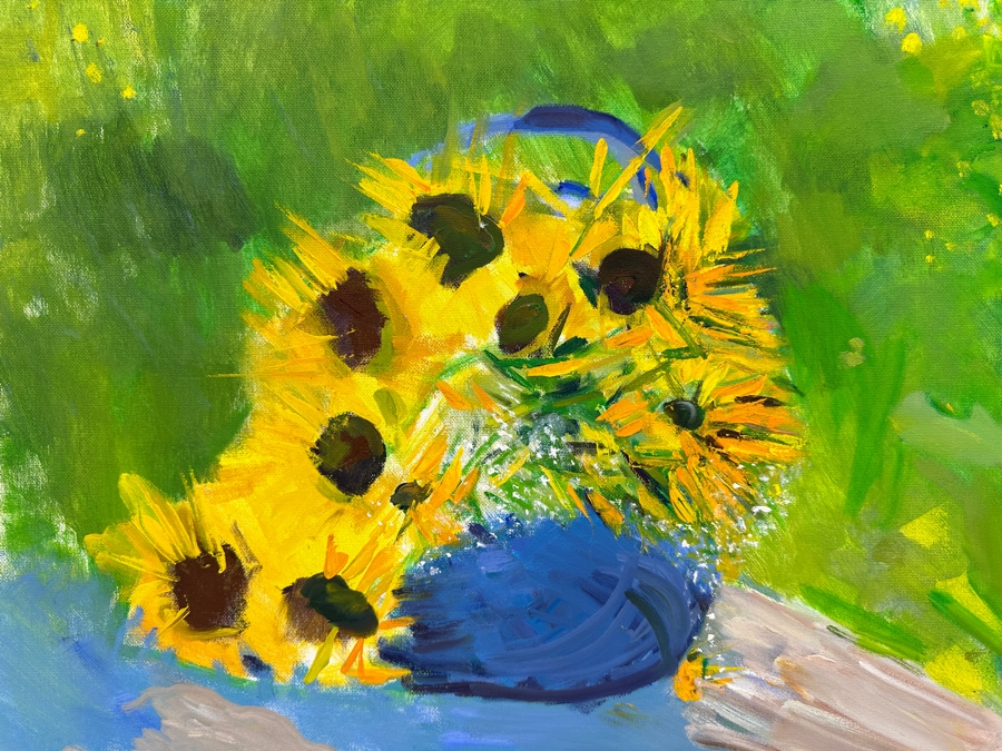 Just Added - Original Abstract Expressionist Still Life Painting On Canvas Unsigned 20 X 16 [Photo 2]