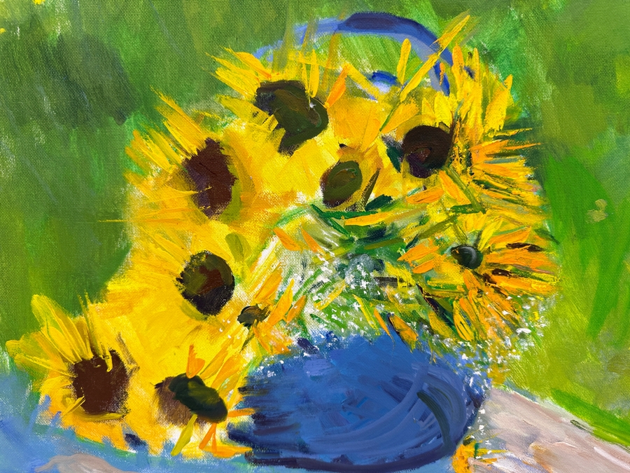 Just Added - Original Abstract Expressionist Still Life Painting On Canvas Unsigned 20 X 16 [Photo 3]