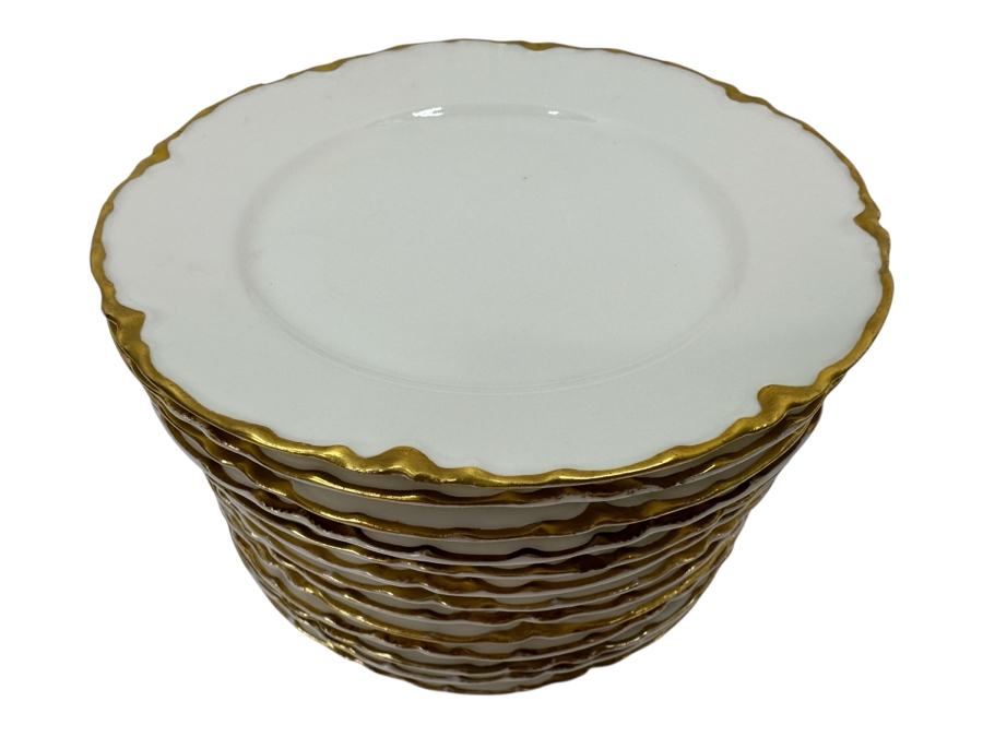 (13) Haviland & Co Limoges Gold Rim Plates 6'W [Photo 1]