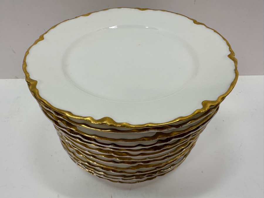 (13) Haviland & Co Limoges Gold Rim Plates 6'W [Photo 3]
