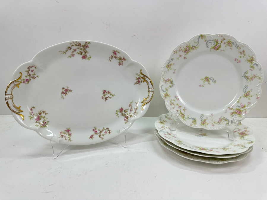 Haviland & Co Limoges Platter 14'W x 10' D and (3) Haviland & Co Limoges 10' Plates [Photo 2]