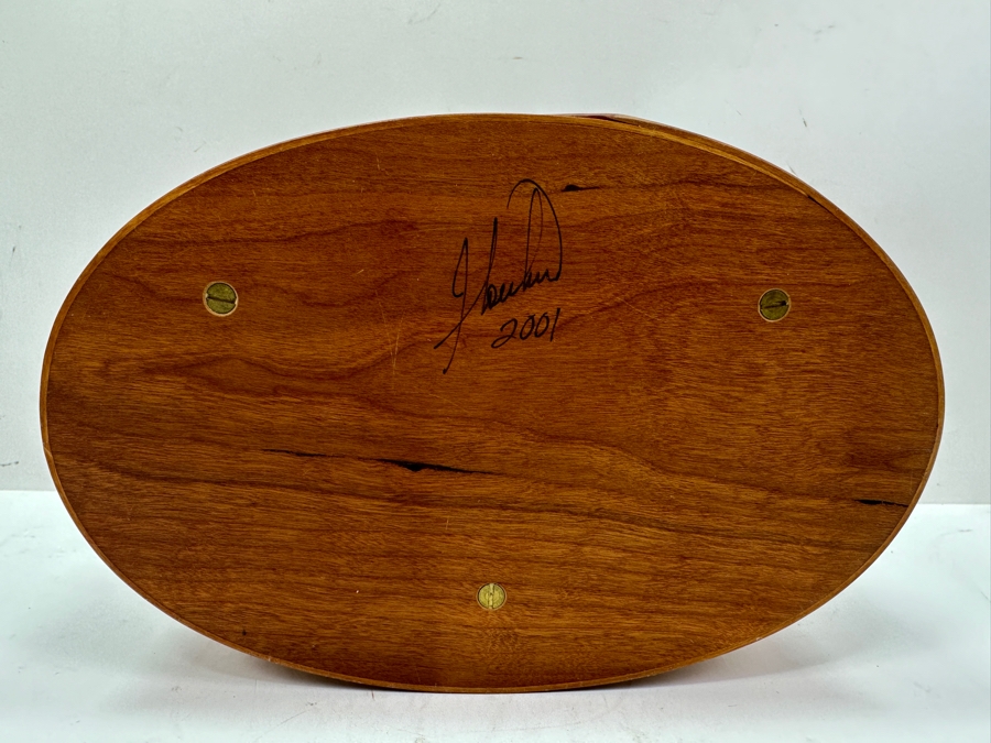 Artisan Signed Wooden Sewing Box Signed And Dated 2001 9'W x 6'D x 5'H [Photo 6]