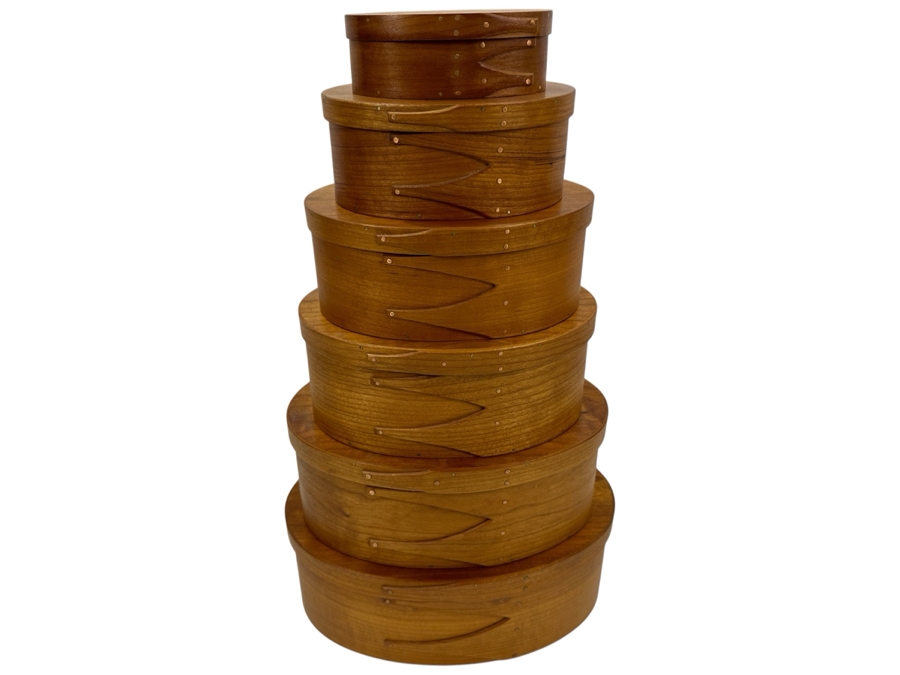 (6) Artisan Signed Wooden Nesting Boxes Each Individually Signed And Dated 1999 11.5'W x 7.5'D x 4'H [Photo 2]