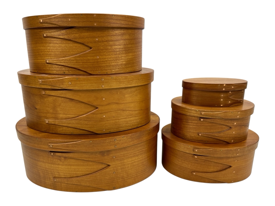 (6) Artisan Signed Wooden Nesting Boxes Each Individually Signed And Dated 1999 11.5'W x 7.5'D x 4'H [Photo 1]