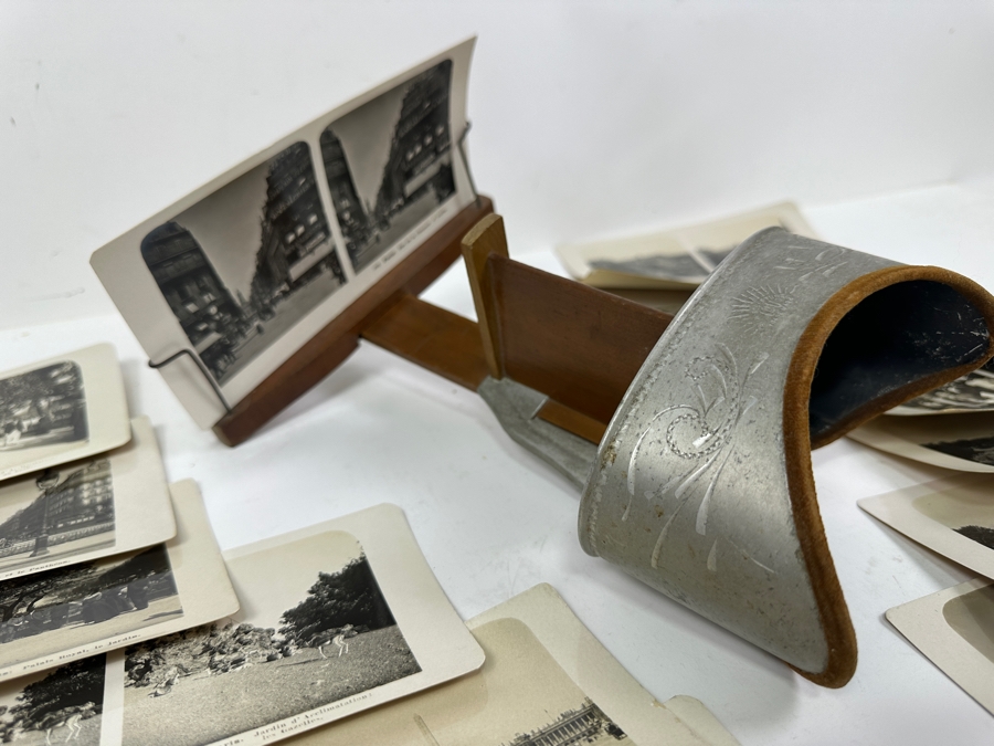 Antique Underwood & Underwood New York Stereoscope Viewer With (18) Antique Stereographs Cards Showing Early 1900s Scenes Of Paris, France - Neue Photographische Gesellschaft A. G., Steglitz-Berlin [Photo 3]