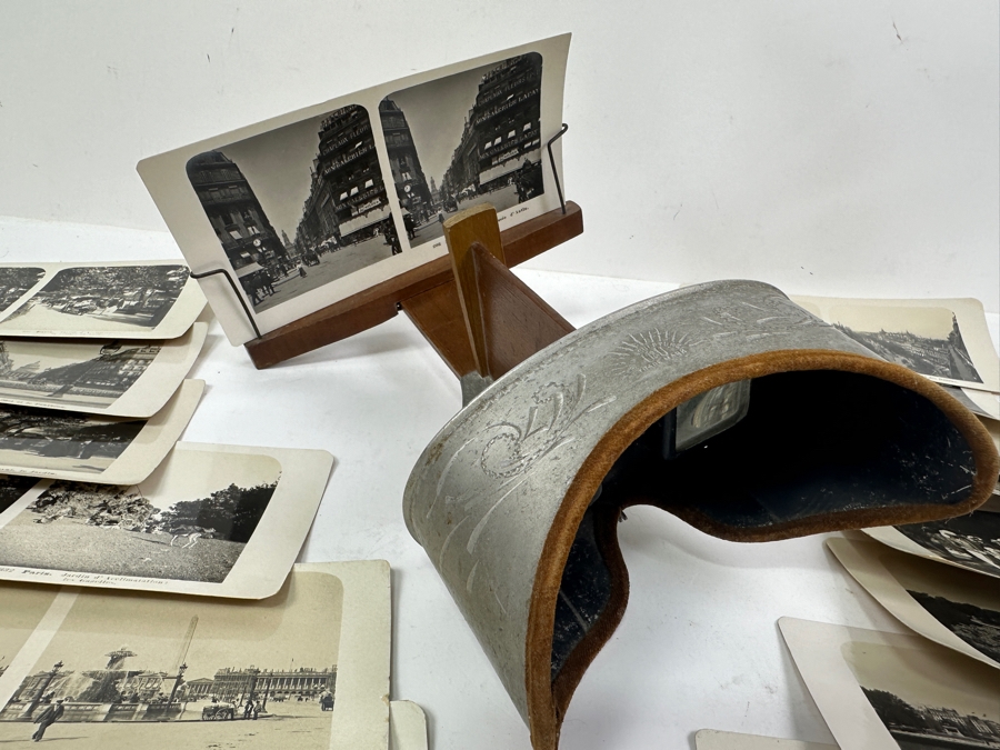 Antique Underwood & Underwood New York Stereoscope Viewer With (18) Antique Stereographs Cards Showing Early 1900s Scenes Of Paris, France - Neue Photographische Gesellschaft A. G., Steglitz-Berlin [Photo 2]